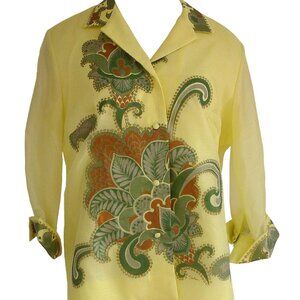 Alfred Shaheen 1970s Vintage Hawaiian "Shimmer" Blouse Top - Metallic Ink